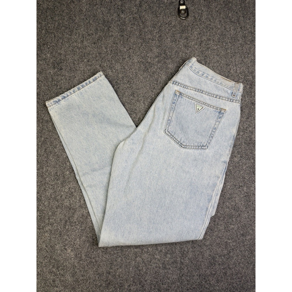 Men's Vintage 90's Guess Straight Leg Blue Jeans Size 36x32 Made In USA Light